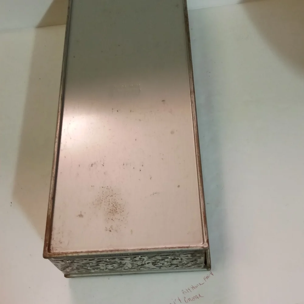 Vintage Guildcraft Metal Tin over wood box 11x4.5